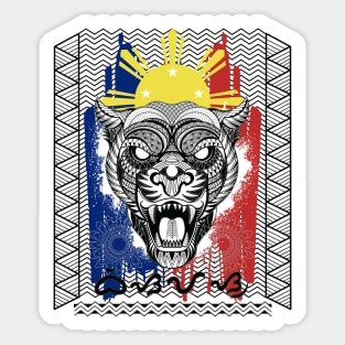 Philippine Flag Tribal line Art Tiger / Baybayin word Bisayas (Visayas) Sticker